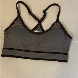 Avia Gray and Black Sports Bra with Racerback Design